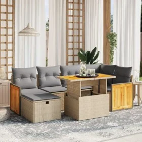 Set sofás de jardín 7 piezas y cojines ratán sintético beige de , Conjuntos de jardín - Ref: Foro24-3276251, Precio: 490,13 €...