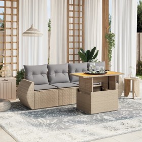 Juego de sofás jardín con cojines 5 pzas ratán sintético beige de , Conjuntos de jardín - Ref: Foro24-3272074, Precio: 357,89...