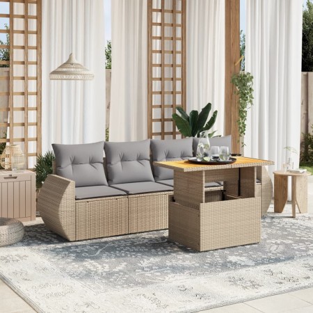 Juego de sofás jardín con cojines 5 pzas ratán sintético beige de , Conjuntos de jardín - Ref: Foro24-3272074, Precio: 357,89...