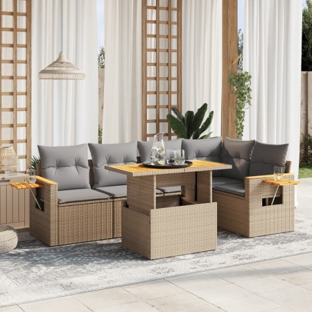 Juego de sofás jardín con cojines 6 pzas ratán sintético beige de , Conjuntos de jardín - Ref: Foro24-3273509, Precio: 427,01...