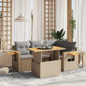 Garden sofa set with 5-piece synthetic rattan beige cushions by , Garden sets - Ref: Foro24-3273502, Price: 389,35 €, Discoun...