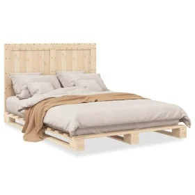 Estructura de cama con cabecero madera maciza pino 140x200 cm de , Camas y somieres - Ref: Foro24-3281534, Precio: 195,61 €, ...
