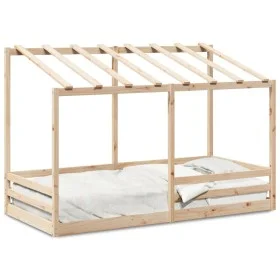 Cama infantil con techo madera maciza pino 100x200 cm de , Camas y somieres - Ref: Foro24-846997, Precio: 157,37 €, Descuento: %