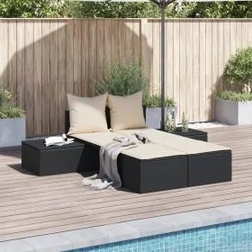 Double sun lounger with black synthetic rattan cushions by , Loungers - Ref: Foro24-368389, Price: 300,95 €, Discount: %