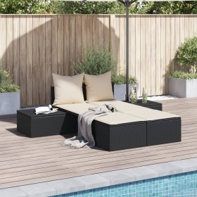 Tumbona doble con cojines ratán sintético negro de , Tumbonas - Ref: Foro24-368389, Precio: 267,68 €, Descuento: %