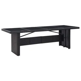Mesa de jardín ratán sintético y vidrio negro 240x90x74 cm de vidaXL, Mesas de jardín - Ref: Foro24-310071, Precio: 255,03 €,...
