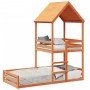 Cama con techo madera maciza pino marrón 80x200 cm de , Camas y somieres - Ref: Foro24-3282395, Precio: 276,01 €, Descuento: %