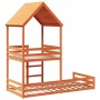 Cama con techo madera maciza pino marrón 80x200 cm de , Camas y somieres - Ref: Foro24-3282395, Precio: 276,01 €, Descuento: %