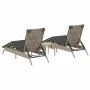 Tumbonas con mesita 2 unidades ratán sintético gris claro de , Tumbonas - Ref: Foro24-4002715, Precio: 274,97 €, Descuento: %