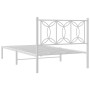 Estructura de cama de metal con cabecero blanco 100x190 cm de , Camas y somieres - Ref: Foro24-376171, Precio: 76,02 €, Descu...