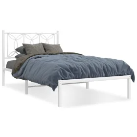 Metallbettgestell mit weißem Kopfteil 107x203 cm von , Betten und Lattenroste - Ref: Foro24-376173, Preis: 79,65 €, Rabatt: %