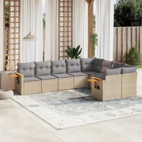 Set de sofás de jardín 9 pzas con cojines ratán sintético beige en Conjuntos de jardín | Comprar online en Foru.es