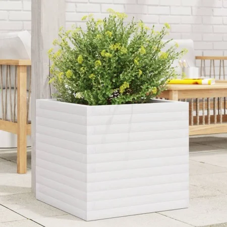Jardinera de madera maciza de pino blanca 50x50x46 cm de , Maceteros y jardineras - Ref: Foro24-3282405, Precio: 120,40 €, De...