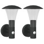 Apliques de exterior con sensor 2 uds acero inoxidable negro de , Iluminación de exterior - Ref: Foro24-4006243, Precio: 59,3...