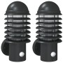 Apliques de exterior con sensor 2 uds acero inoxidable negro de , Iluminación de exterior - Ref: Foro24-4006255, Precio: 76,6...