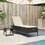 Lounger with cushion and brown synthetic rattan side table by , Loungers - Ref: Foro24-4002729, Price: 168,19 €, Discount: %