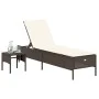 Tumbona con cojín y mesita ratán sintético marrón de , Tumbonas - Ref: Foro24-4002729, Precio: 168,19 €, Descuento: %