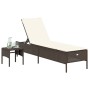 Tumbona con cojín y mesita ratán sintético marrón de , Tumbonas - Ref: Foro24-4002729, Precio: 171,37 €, Descuento: %