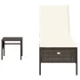 Lounger with cushion and brown synthetic rattan side table by , Loungers - Ref: Foro24-4002729, Price: 168,19 €, Discount: %