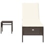 Tumbona con cojín y mesita ratán sintético marrón de , Tumbonas - Ref: Foro24-4002729, Precio: 171,37 €, Descuento: %