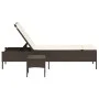 Tumbona con cojín y mesita ratán sintético marrón de , Tumbonas - Ref: Foro24-4002729, Precio: 168,19 €, Descuento: %