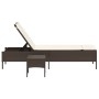 Tumbona con cojín y mesita ratán sintético marrón de , Tumbonas - Ref: Foro24-4002729, Precio: 171,37 €, Descuento: %
