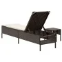Tumbona con cojín y mesita ratán sintético marrón de , Tumbonas - Ref: Foro24-4002729, Precio: 168,19 €, Descuento: %
