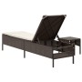 Tumbona con cojín y mesita ratán sintético marrón de , Tumbonas - Ref: Foro24-4002729, Precio: 171,37 €, Descuento: %
