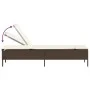 Lounger with cushion and brown synthetic rattan side table by , Loungers - Ref: Foro24-4002729, Price: 168,19 €, Discount: %