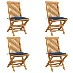 4 Stk. Gartenstühle mit königsblauen Teakholzkissen von , Gartenstühle - Ref: Foro24-3062578, Preis: 254,63 €, Rabatt: %