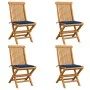 Sillas de jardín 4 uds con cojines azul real madera de teca de , Sillas de jardín - Ref: Foro24-3062578, Precio: 254,63 €, De...
