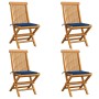 Sillas de jardín 4 uds con cojines azul real madera de teca de , Sillas de jardín - Ref: Foro24-3062578, Precio: 265,82 €, De...