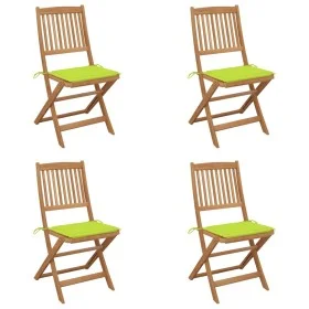Sillas de jardín plegables 4 uds y cojines madera maciza acacia de , Sillas de jardín - Ref: Foro24-3064682, Precio: 222,88 €...
