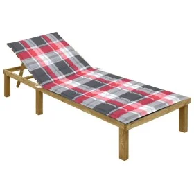 Tumbona con cojín estampado de cuadros madera pino impregnada de , Tumbonas - Ref: Foro24-3065832, Precio: 127,34 €, Descuent...