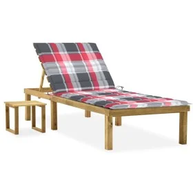 Tumbona de jardín con mesa y cojín de madera de pino impregnada de , Tumbonas - Ref: Foro24-3065847, Precio: 129,43 €, Descue...