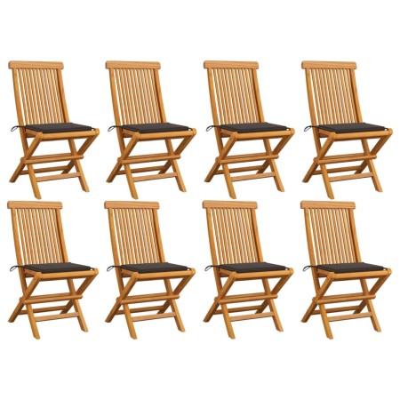 Sillas de jardín 8 uds madera de teca con cojines gris taupe de , Sillas de jardín - Ref: Foro24-3072925, Precio: 504,92 €, D...