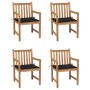 Sillas de jardín 4 uds madera maciza de teca con cojines negros de , Sillas de jardín - Ref: Foro24-3073011, Precio: 615,38 €...