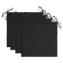 Sillas de jardín 4 uds madera maciza de teca con cojines negros de , Sillas de jardín - Ref: Foro24-3073011, Precio: 615,38 €...