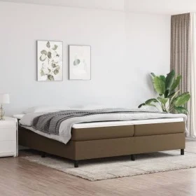 Estructura de cama tela marrón oscuro 200x200 cm de , Camas y somieres - Ref: Foro24-3120889, Precio: 125,67 €, Descuento: %