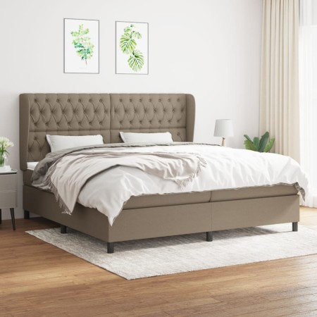 Cama box spring con colchón tela gris taupe 200x200 cm de , Camas y somieres - Ref: Foro24-3128233, Precio: 832,35 €, Descuen...