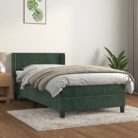 Cama box spring con colchón terciopelo verde oscuro 100x200 cm de , Camas y somieres - Ref: Foro24-3131006, Precio: 326,03 €,...