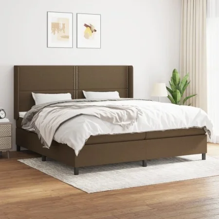 Box spring bed with dark brown fabric mattress 200x200 cm by , Beds and slatted bases - Ref: Foro24-3131380, Price: 633,56 €,...