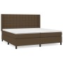 Cama box spring con colchón tela marrón oscuro 200x200 cm de , Camas y somieres - Ref: Foro24-3131780, Precio: 693,28 €, Desc...
