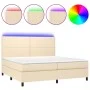 Box spring bed with mattress and LED lights, cream fabric, 200x200 cm. by , Beds and slatted bases - Ref: Foro24-3134826, Pri...