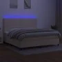 Box spring bed with mattress and LED lights, cream fabric, 200x200 cm. by , Beds and slatted bases - Ref: Foro24-3134826, Pri...