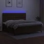 Box spring bed with LED lights, dark brown fabric mattress, 200x200 cm. by , Beds and slatted bases - Ref: Foro24-3135144, Pr...
