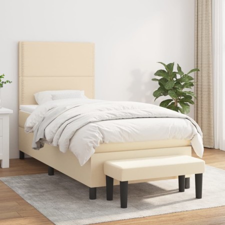 Cama box spring con colchón tela color crema 90x190 cm de , Camas y somieres - Ref: Foro24-3136482, Precio: 372,37 €, Descuen...