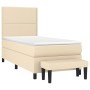 Cama box spring con colchón tela color crema 90x190 cm de , Camas y somieres - Ref: Foro24-3136482, Precio: 372,37 €, Descuen...