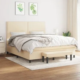 Box spring bed with cream-colored fabric mattress 160x200 cm by , Beds and slatted bases - Ref: Foro24-3136530, Price: 611,68...