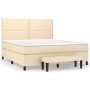 Cama box spring con colchón tela color crema 160x200 cm de , Camas y somieres - Ref: Foro24-3136530, Precio: 613,00 €, Descue...